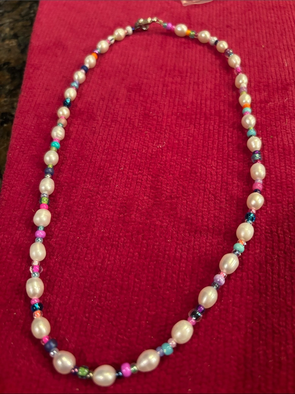 Y2K Freshwater Pearl Colorful Beaded Necklace Retro Beachy Layering Necklace”